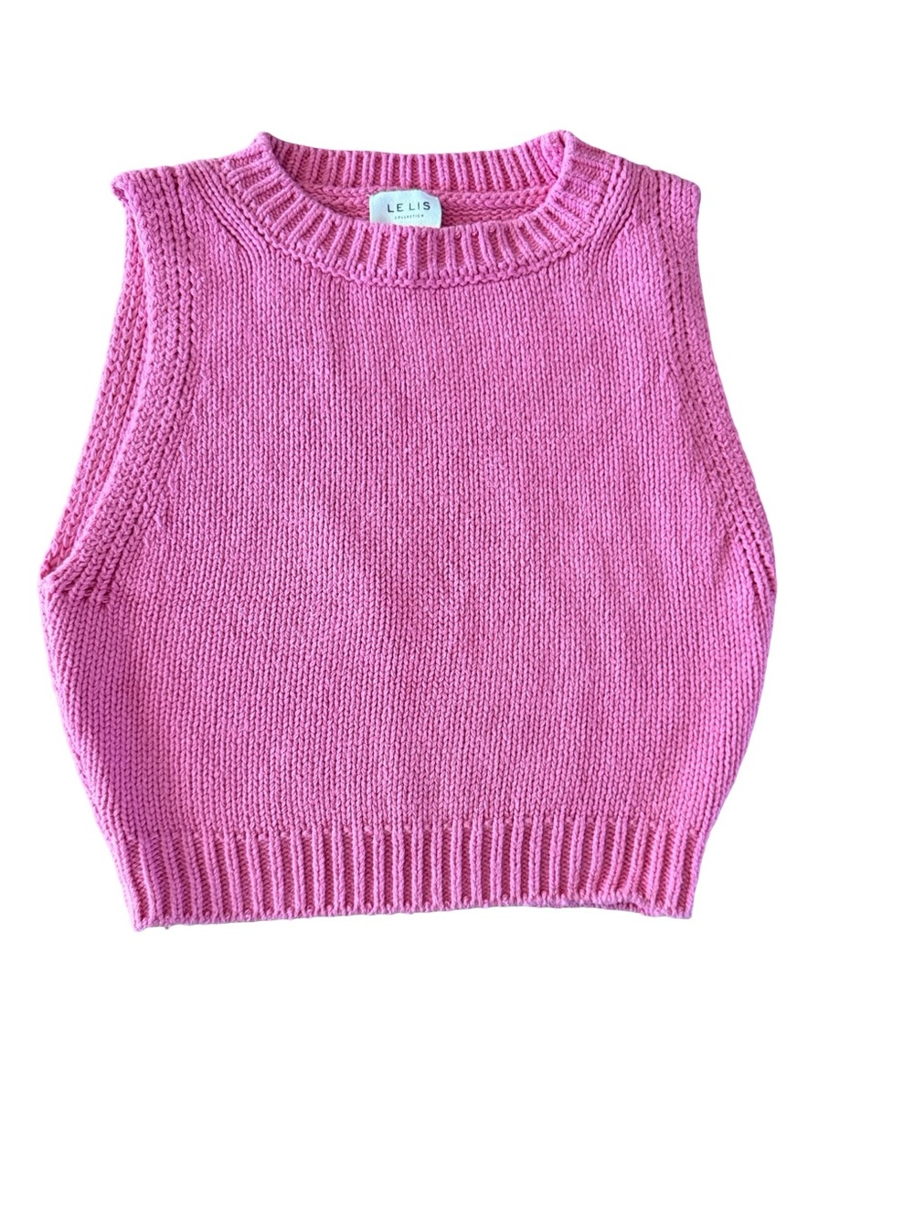 Lelis Pink Cropped Sleeveless Sweater Small Cotton Blend Knit Top